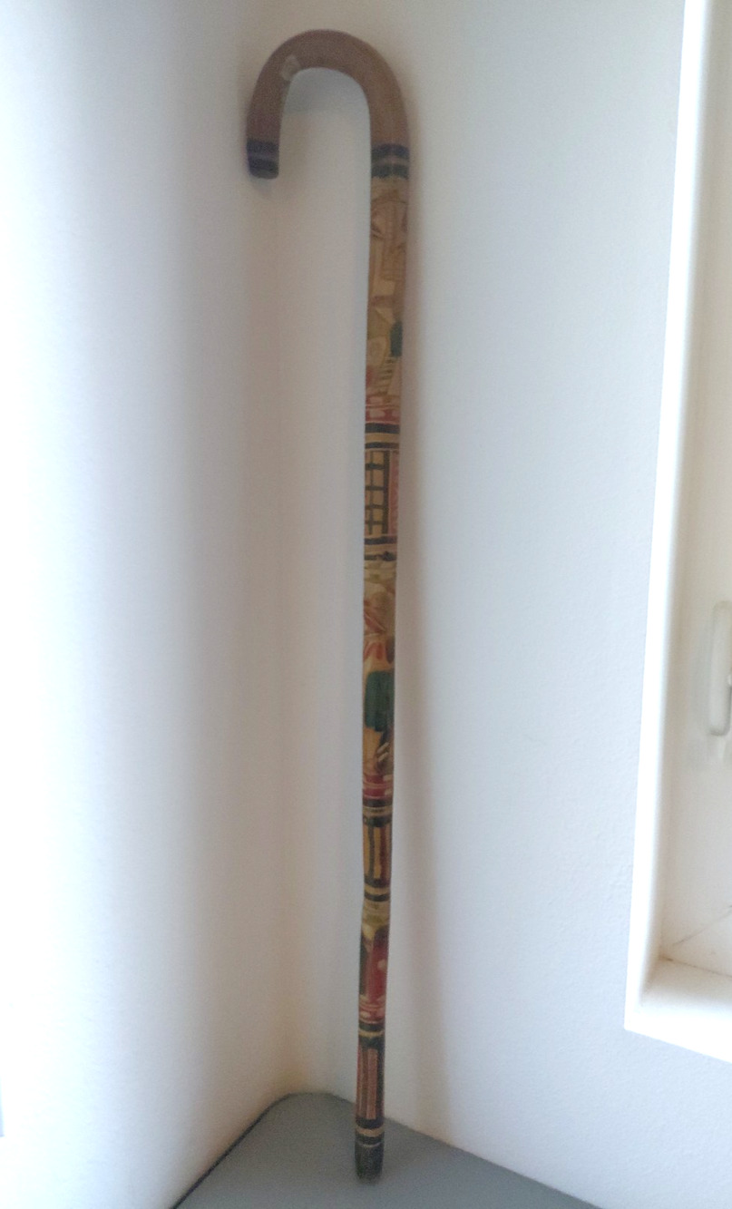 VINTAGE CARVED & HAND PAINTED 36” WALKING CANE MEXICO